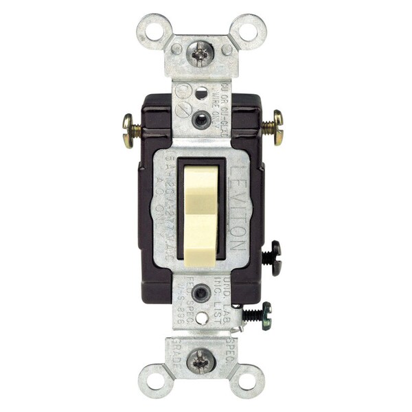 Leviton Leviton Commercial Illuminated 15 amps 3-Way Toggle Switch Ivory 1 pk C21-05503-LHI - main